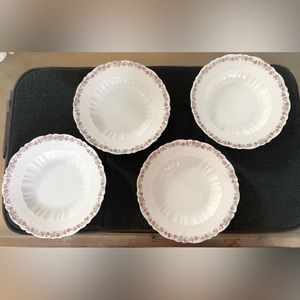 4 Antique Carl Tielsch Altwasser CT122 Bowls 8 3/4” Porcelain Pink Roses